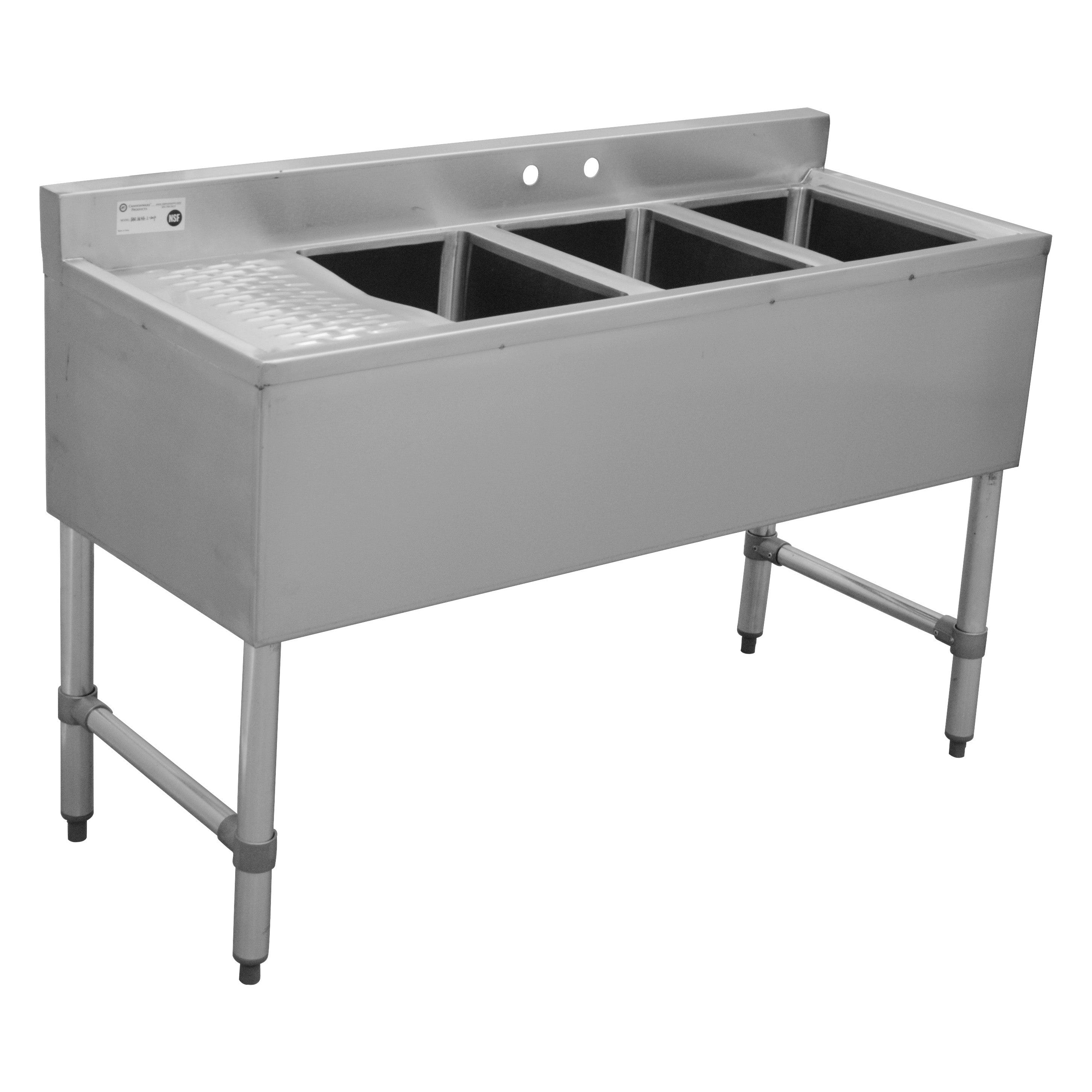 Serv-Ware - Sinks - 38.5" Bar Sink 3 Bowls - Dimensions: 38.5" W x 18.75" D x 33" H