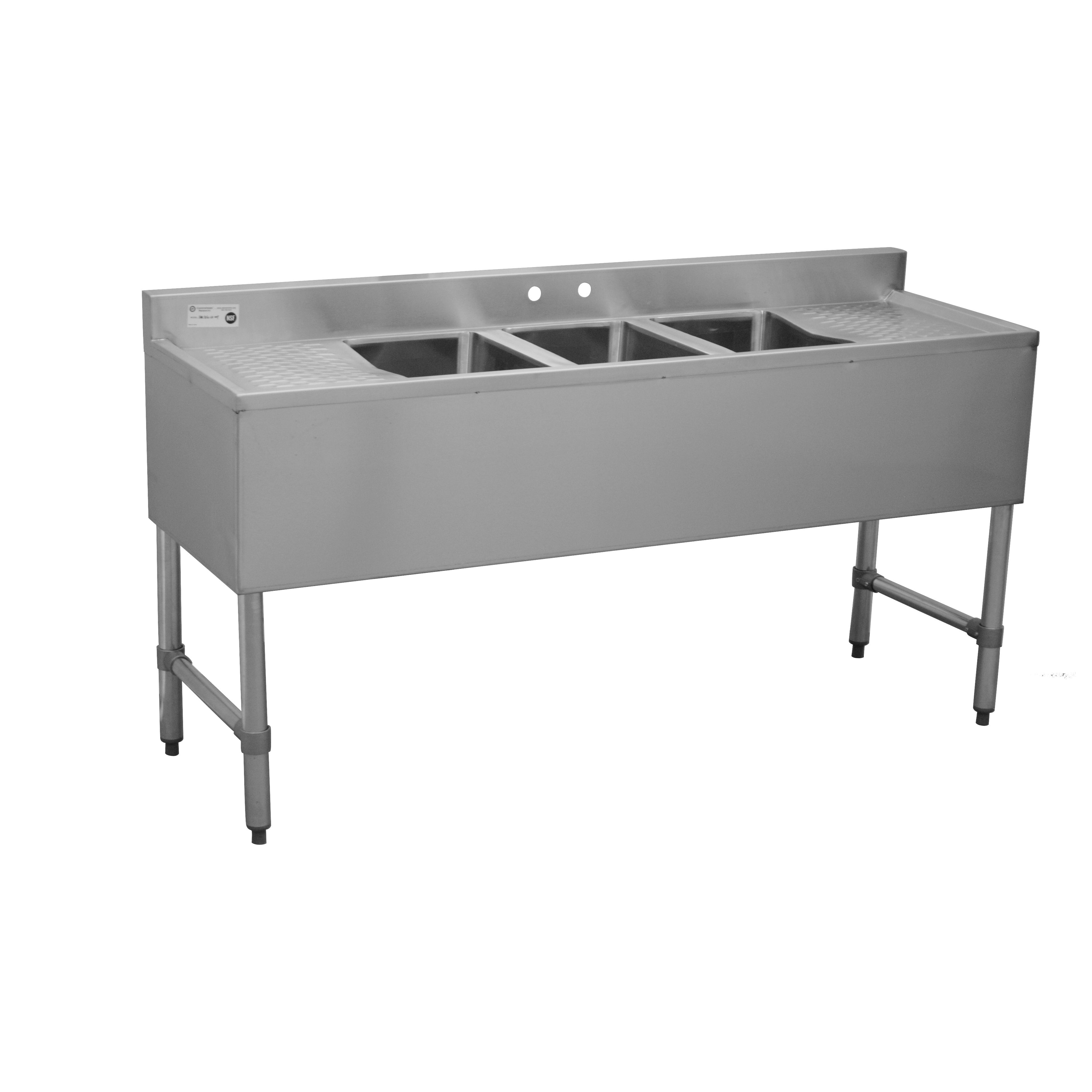 Serv-Ware - Sinks - 60" Bar Sink 3 Bowls - Dimensions: 60" W x 18.75" D x 33" H