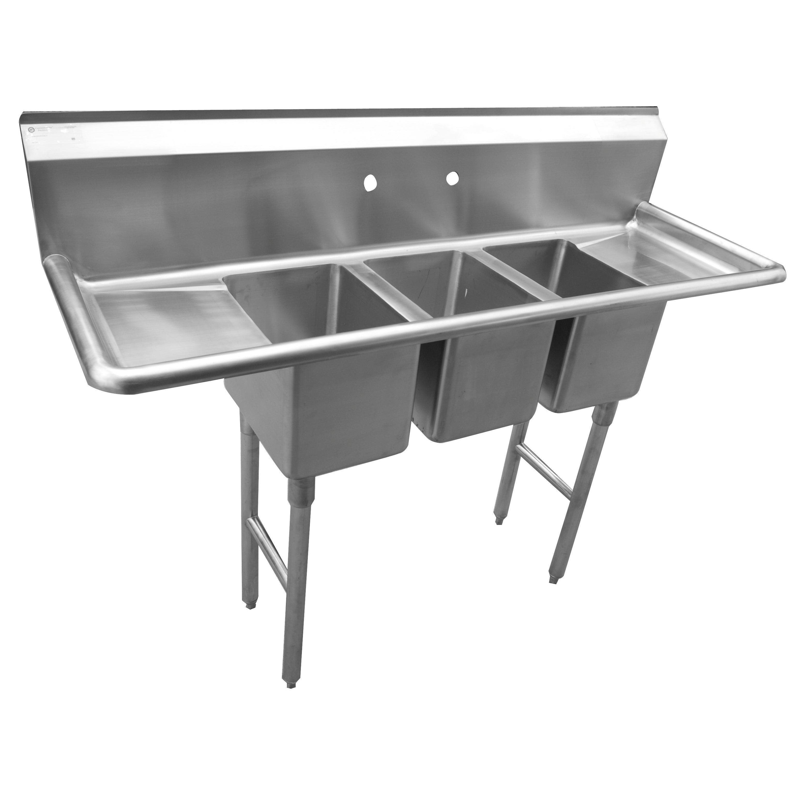 Sinks - 58" Compact 3 Bowl - 58"W x 19.5"D x 45.5"H