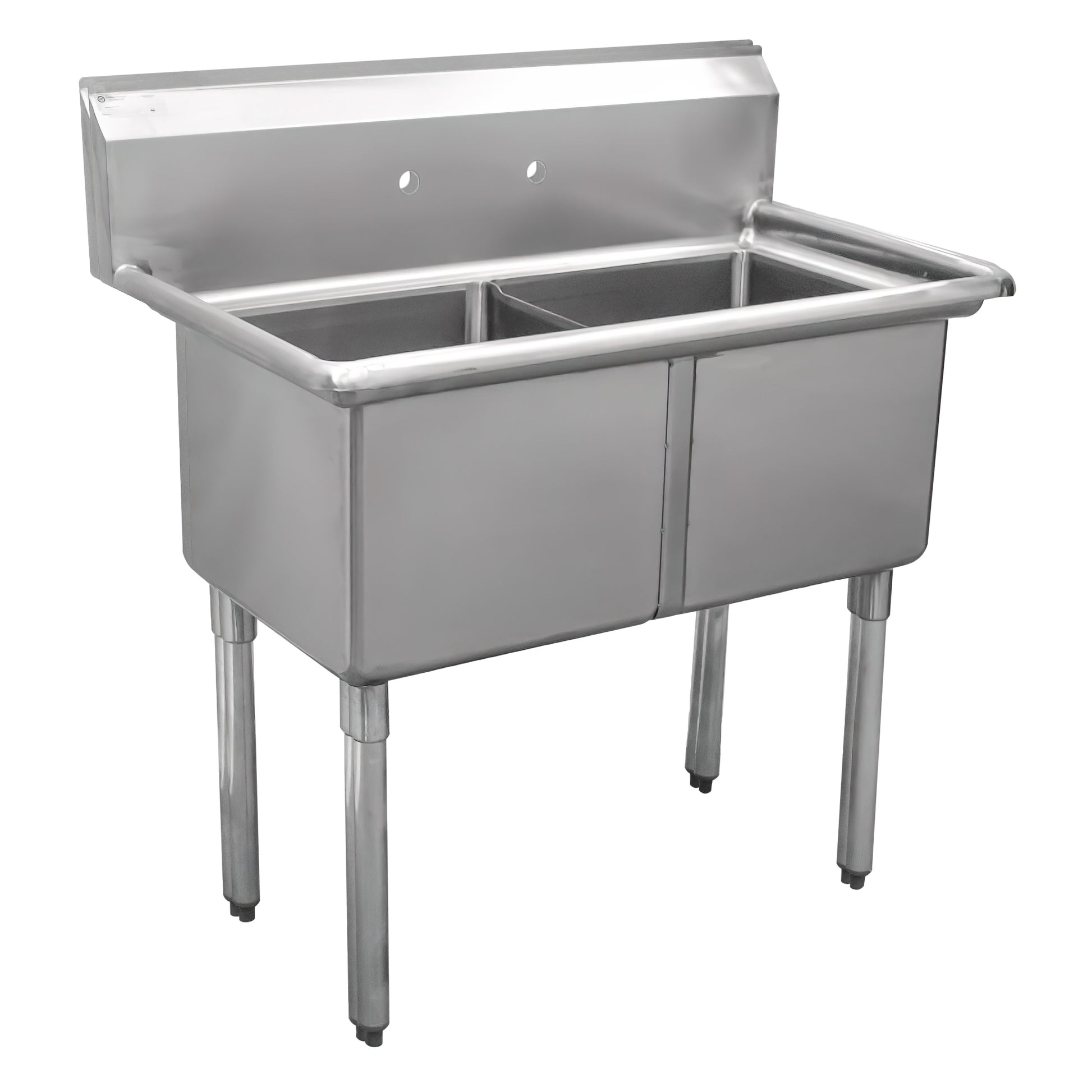 2 Compartment Sink w/ 18" Left Drainboard, 18" x 18" x 12"D Bowl