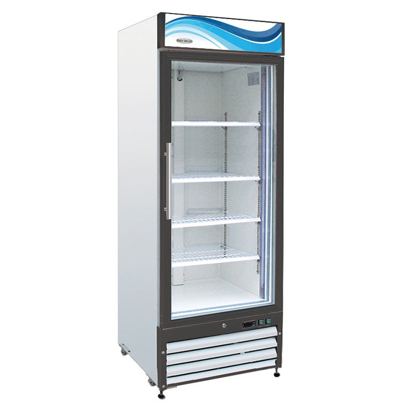 One (1) Glass Door Merchandiser Refrigerator, White Cabinet