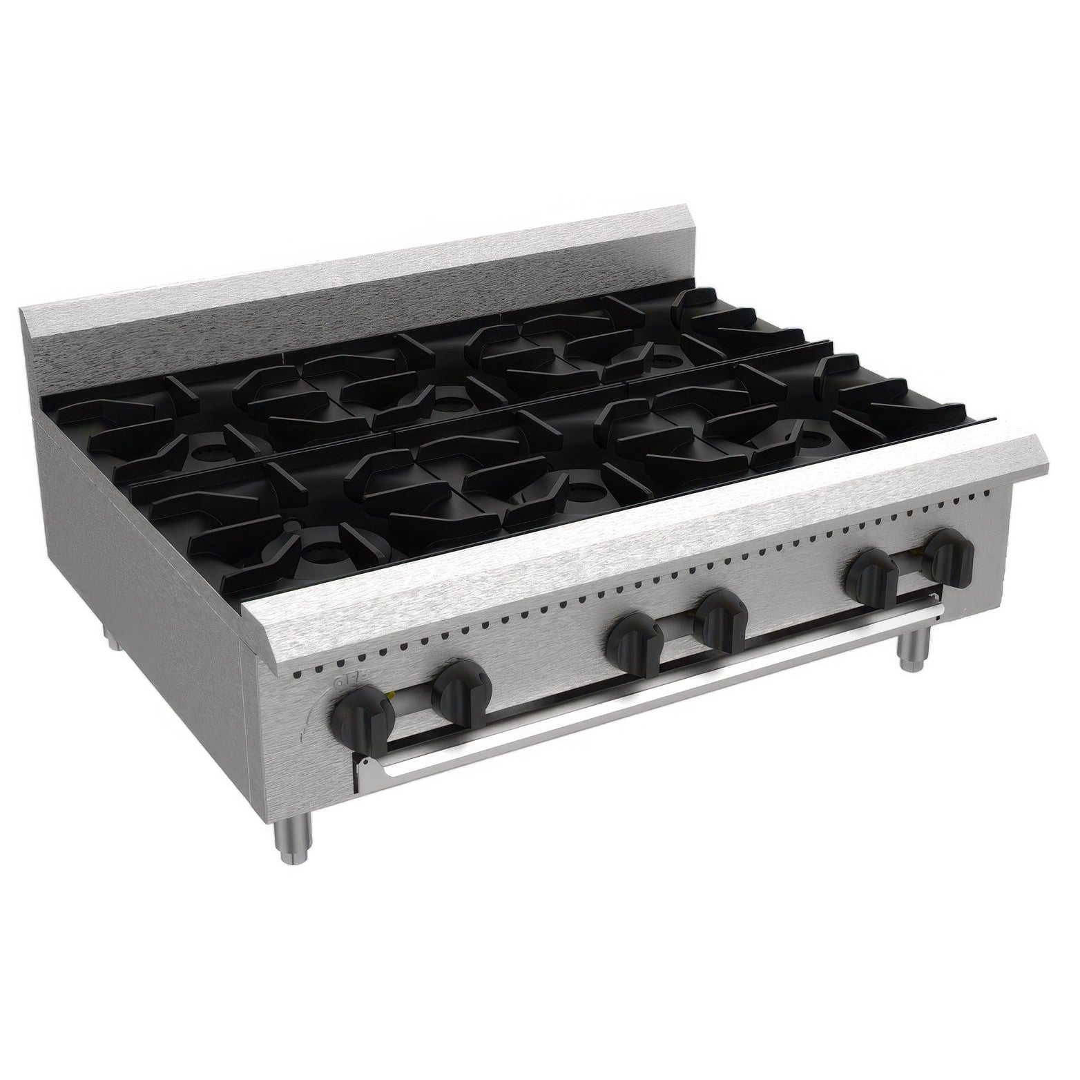Gas Cooking - 36" Six (6) Burner Hot Plate - Liquid Propane - Dimensions: 36" W x 27.2" D x 11.28" H