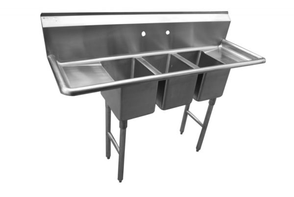 3 Bowl Compact Sink with 2 drain boards