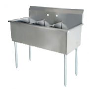 3 Bowl Budget Sink - 18 Gauge 430 Stainless Non NSF